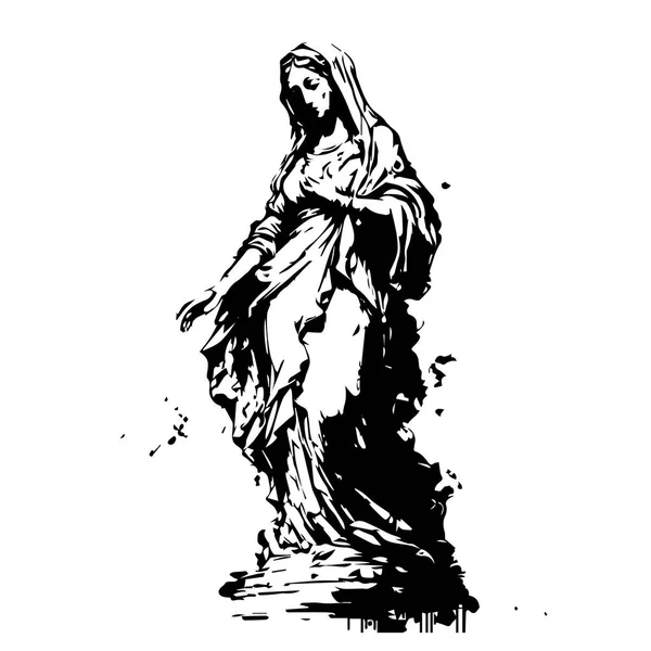 Діва Марія Богородиця Приклад Вектора Чорний Силует Вибиває Марії Лазерний — стоковий вектор