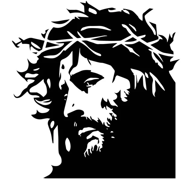 Jezus Christus Handgetekende Vectorillustratie Zwart Silhouet Svg Van Jezus Lasersnijden — Stockvector