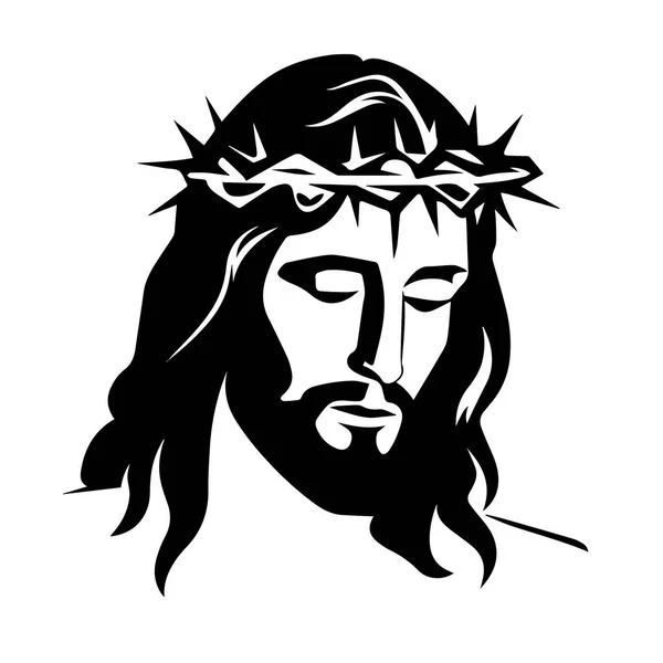 Cristo Santo Illustrazione Vettoriale Disegnata Mano Silhouette Nera Svg Gesù — Vettoriale Stock