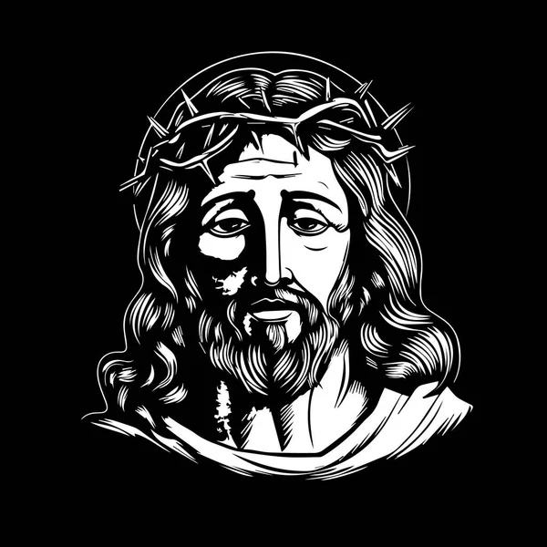 Iisuse Ilustrație Vectorială Desenată Manual Silueta Neagră Svg Isus Tăiere — Vector de stoc