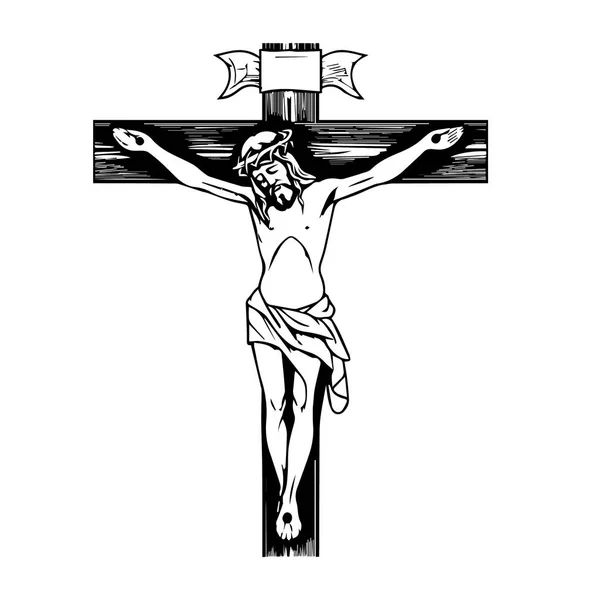Cristo Santo Illustrazione Vettoriale Disegnata Mano Silhouette Nera Svg Gesù — Vettoriale Stock