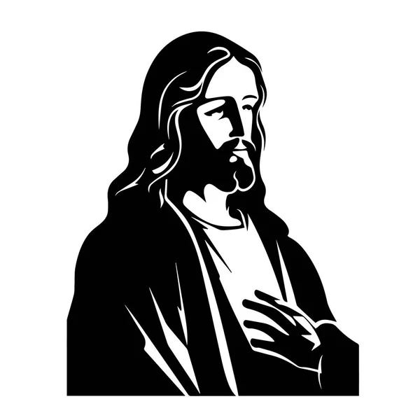 Jezu Chryste Ręcznie Rysowany Wektor Ilustracji Czarna Sylwetka Svg Jezusa — Wektor stockowy
