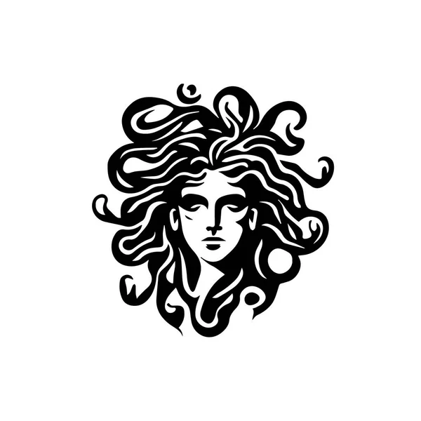 Ancienne Gorgone Grecque Méduse Logo Tête Femme Illustration Vectorielle Visage — Image vectorielle