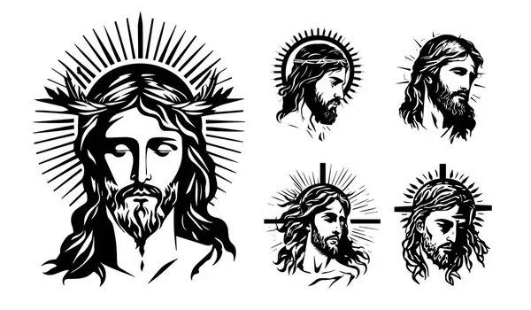 Jesus Cristo Ilustração Vetorial Desenhada Mão Silhueta Preta Svg Jesus — Vetor de Stock