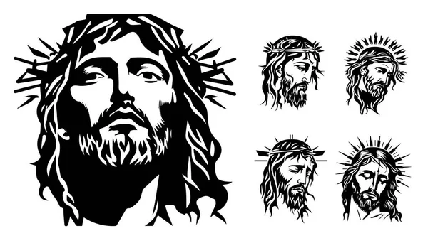 Jesus Christ Hand Drawn Vector Illustration Black Silhouette Svg Jesus — Stock Vector