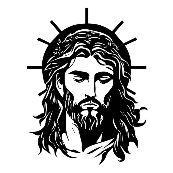 Jezu Chryste Ręcznie Rysowany Wektor Ilustracji Czarna Sylwetka Svg Jezusa — Wektor stockowy