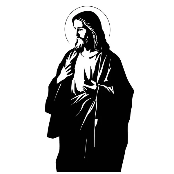 イエス キリスト 手描きベクトルイラスト イエスの黒いシルエットSvg レーザー切断Cnc — ストックベクタ