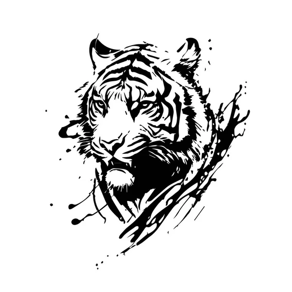 Tiger Vektor Bild Vit Bakgrund Vektor Illustration Logotyp Silhuett Svg — Stock vektor
