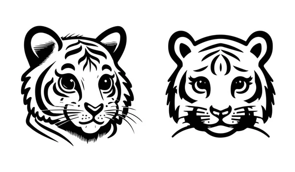 Immagine Vettoriale Tigre Sfondo Bianco Logo Dell Illustrazione Vettoriale Silhouette — Vettoriale Stock
