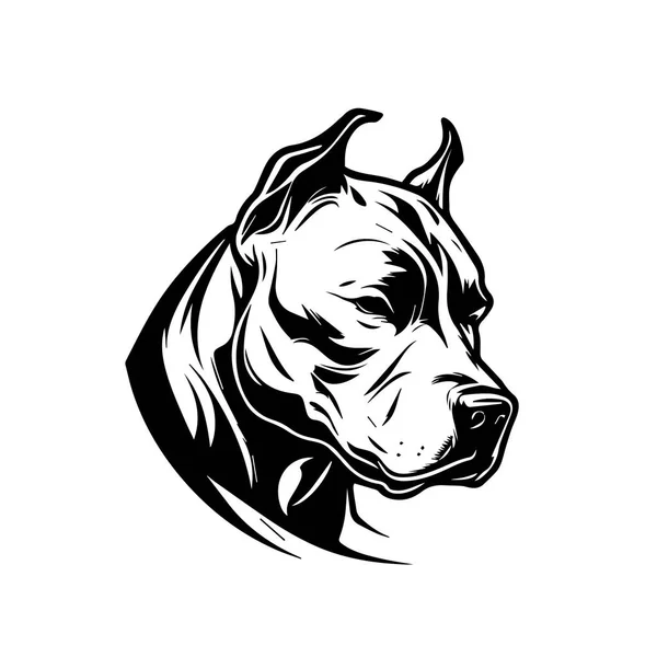 Pitbull Head Dog Simple Vector Black Image White Background Silhouette — Stock Vector