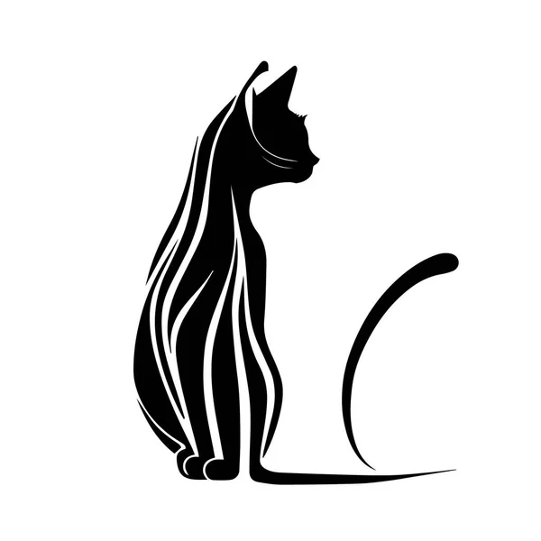 Cat Egyszerű Vektor Fekete Kép Fehér Háttér Sziluett Svg Vektor — Stock Vector