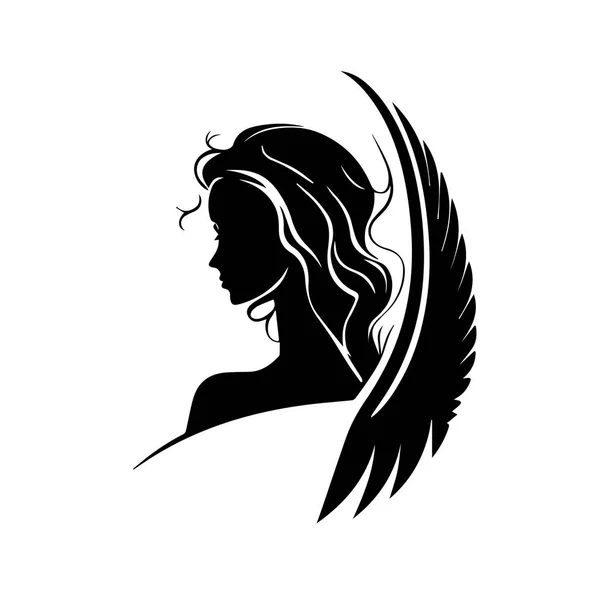 Αγγελική Γυναίκα Εικονογράφηση Διάνυσμα Του Γυναικείου Αγγέλου Ομορφιάς Silhouette Svg — Διανυσματικό Αρχείο