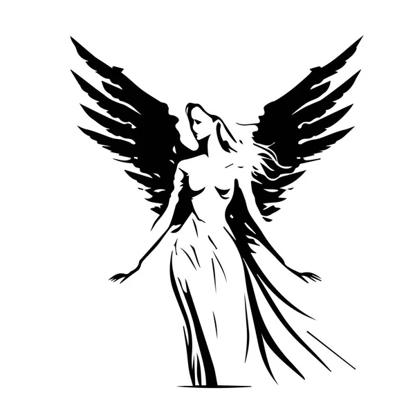 Angel Woman Vector Illustration Female Beauty Angel Silhouette Svg Only — Stock Vector