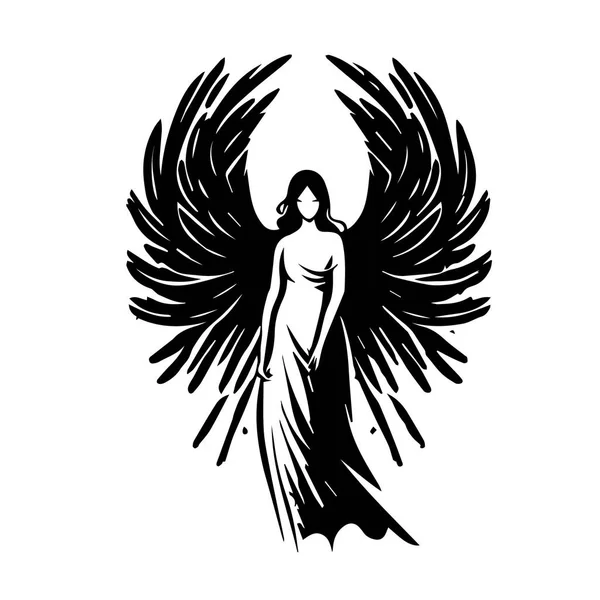 Ангел Женщина Векторная Иллюстрация Женского Ангела Красоты Silhouette Svg Only — стоковый вектор
