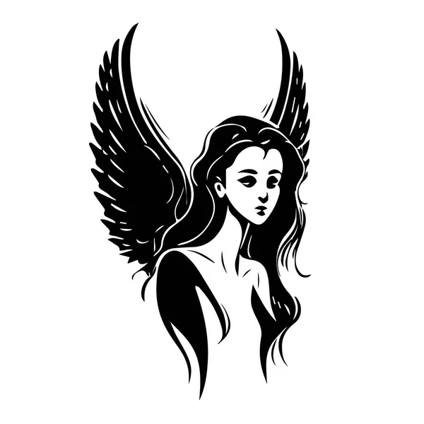 Femme Ange Illustration Vectorielle Ange Beauté Femelle Silhouette Svg Seulement — Image vectorielle