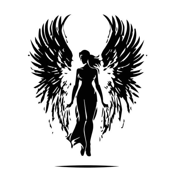 Angel Woman Vector Illustration Female Beauty Angel Silhouette Svg Only — Stock Vector