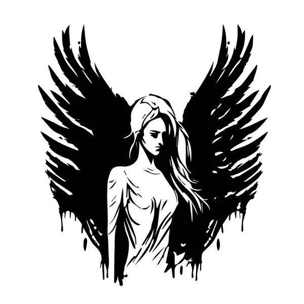 Ангел Женщина Векторная Иллюстрация Женского Ангела Красоты Silhouette Svg Only — стоковый вектор