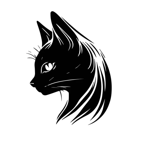 Кошка Просто Векторное Черное Изображение Белом Фоне Силуэт Svg Векторная — стоковый вектор