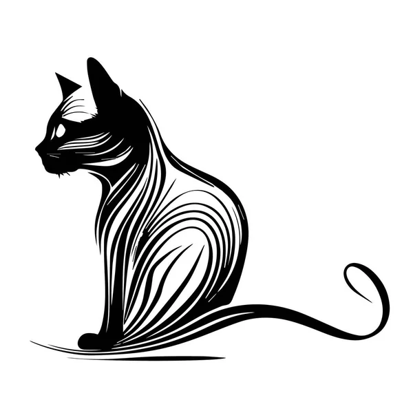 白地にシンプルなベクトル黒の画像を猫 Silhouette Svgベクトルイラスト動物 レーザー切断Cnc — ストックベクタ
