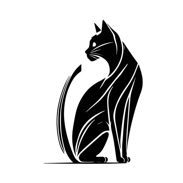 白地にシンプルなベクトル黒の画像を猫 Silhouette Svgベクトルイラスト動物 レーザー切断Cnc — ストックベクタ