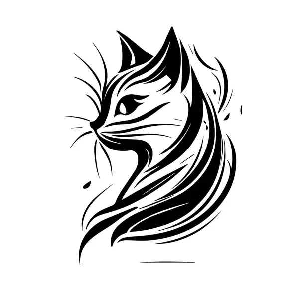 Кошка Просто Векторное Черное Изображение Белом Фоне Силуэт Svg Векторная — стоковый вектор