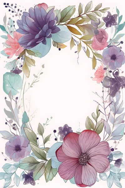 Kolorowe Akwarele Malowane Kwiaty Wykwintne Płatki Delikatne Pociągnięcia Pędzla — Zdjęcie stockowe