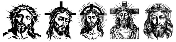 Ilustração Jesus Cristo Vector Silhueta Preta Svg Jesus Corte Laser —  Vetores de Stock