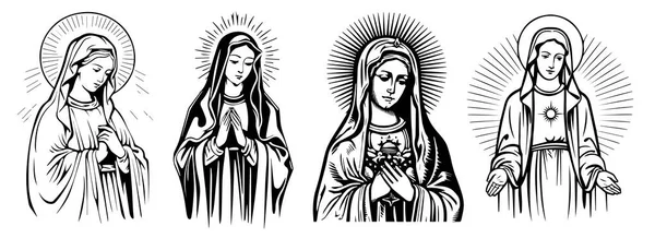 Nossa Senhora Virgem Mary Vetor Ilustração Silhueta Svg Corte Laser — Vetor de Stock