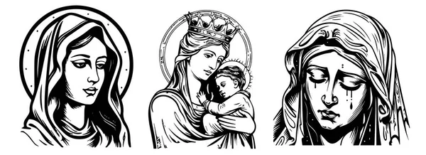 Векторный Силуэт Девы Марии Лазерная Резка Cnc — стоковый вектор