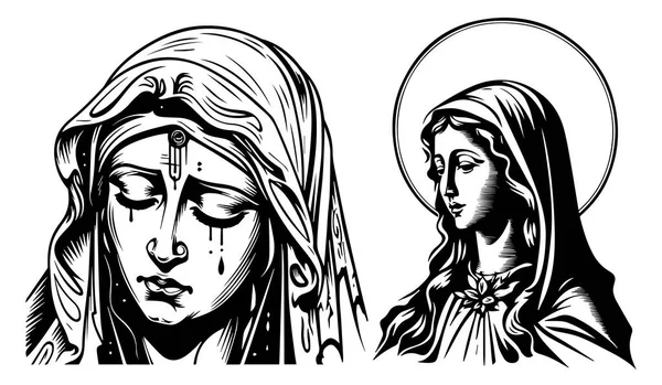 Nossa Senhora Virgem Mary Vetor Ilustração Silhueta Svg Corte Laser — Vetor de Stock