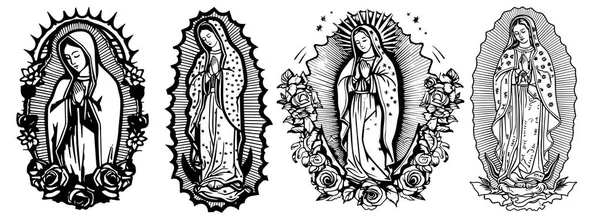 Nossa Senhora Virgem Mary Vetor Ilustração Silhueta Svg Corte Laser —  Vetores de Stock