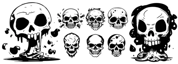 Ilustración Vectores Cráneo Negro Sobre Blanco Calavera Humana — Archivo Imágenes Vectoriales