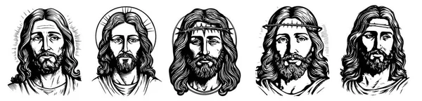 Jesus Kristus Frälsaren Vektor Svart Illustration — Stock vektor