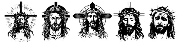 Ježíš Kristus Černou Ilustraci Spasitele — Stockový vektor