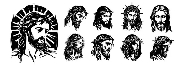 Jesus Cristo Salvador Vetor Ilustração Preta —  Vetores de Stock