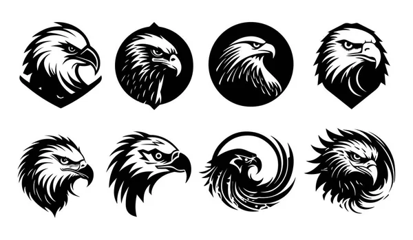Αετός Κεφάλια Διάνυσμα Σιλουέτα Σχήματα Εικονογράφηση — Διανυσματικό Αρχείο