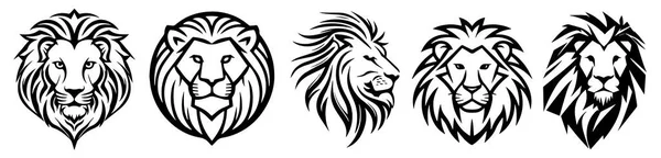Ilustração Silhueta Vetorial Cabeças Leão —  Vetores de Stock