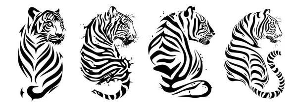 Silhouette Svg Формы Тигров Иллюстрация — стоковый вектор