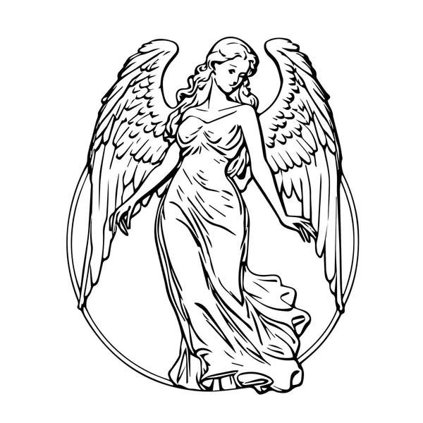 Векторное Изображение Ангельской Женщины Silhouette Svg Only Black White — стоковый вектор