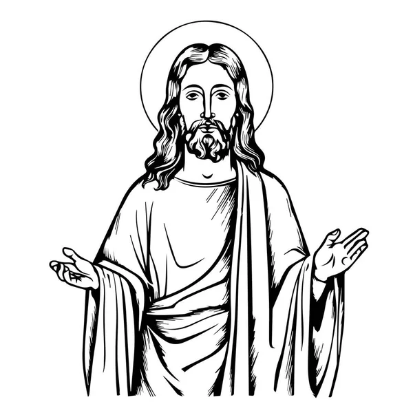 Ιησούς Χριστός Vector Εικονογράφηση Μαύρη Σιλουέτα Svg Του Ιησού Κοπής — Διανυσματικό Αρχείο