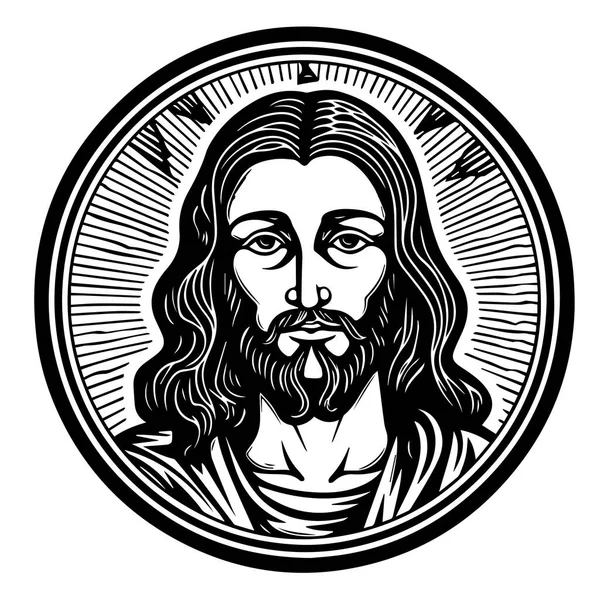 Illustrazione Jesus Christ Vector Silhouette Nera Svg Gesù Taglio Laser — Vettoriale Stock