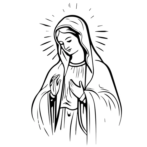 Vierge Marie Madonna Illustration Vectorielle Silhouette Svg Découpe Laser Cnc — Image vectorielle