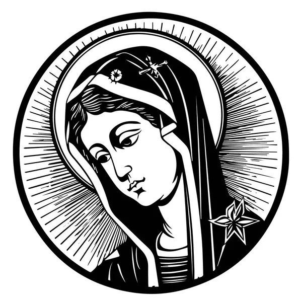 Vår Lady Jungfru Maria Madonna Vektor Illustration Siluett Svg Laserskärning — Stock vektor