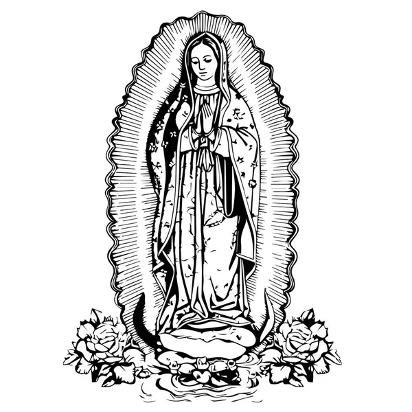 Unsere Liebe Frau Jungfrau Maria Madonna Vektor Illustration Silhouette Svg — Stockvektor