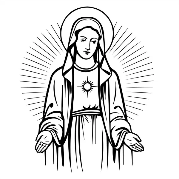 Nossa Senhora Virgem Mary Madonna Vetor Ilustração Silhueta Svg Corte — Vetor de Stock