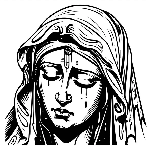 Our Lady Virgin Mary Madonna Vector Ilustrație Siluetă Svg Tăiere — Vector de stoc