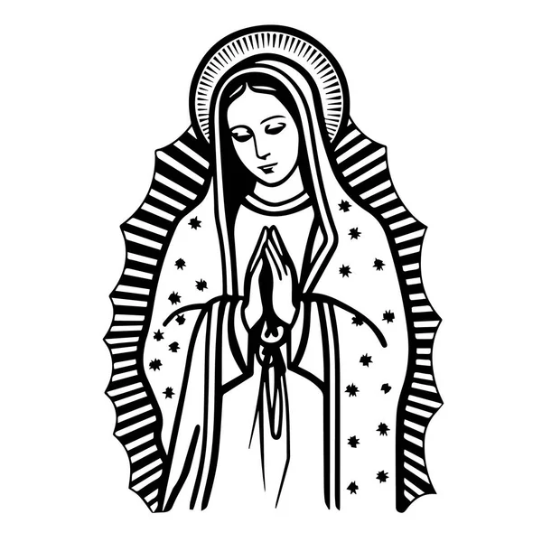 Matka Boża Dziewica Mary Madonna Wektor Ilustracja Sylwetka Svg Laser — Wektor stockowy