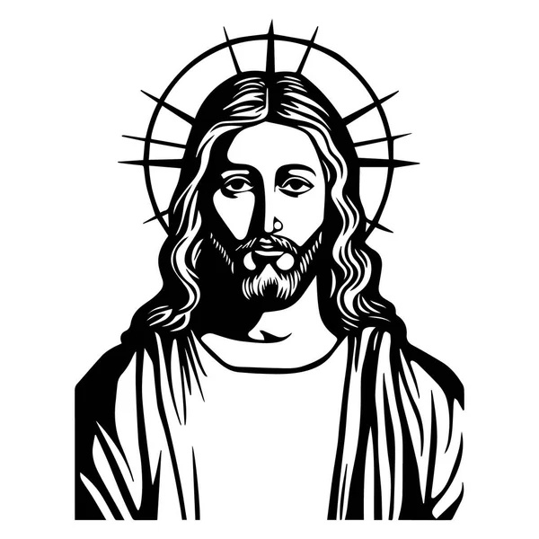 Jesus Christ Vector Illustration Black Silhouette Svg Jesus Laser Cutting — Stock Vector