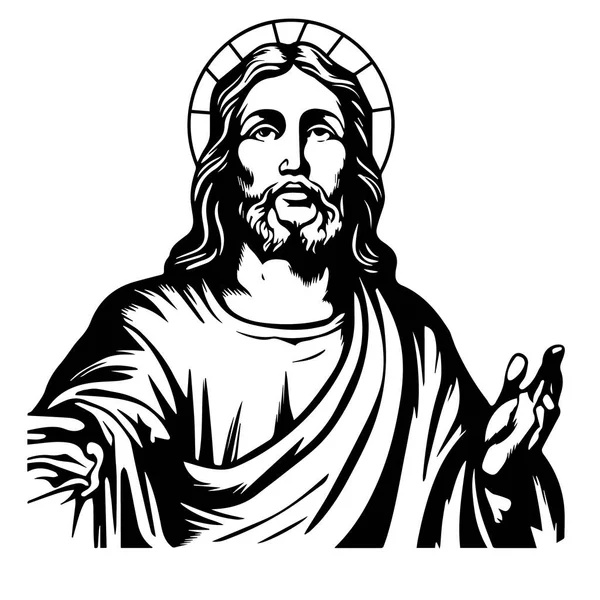 イエス キリストのベクトル図 イエスの黒いシルエットSvg レーザー切断Cnc — ストックベクタ