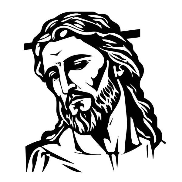 Vektorová Ilustrace Ježíše Krista Černá Silueta Svg Jesus Laser Cutting — Stockový vektor